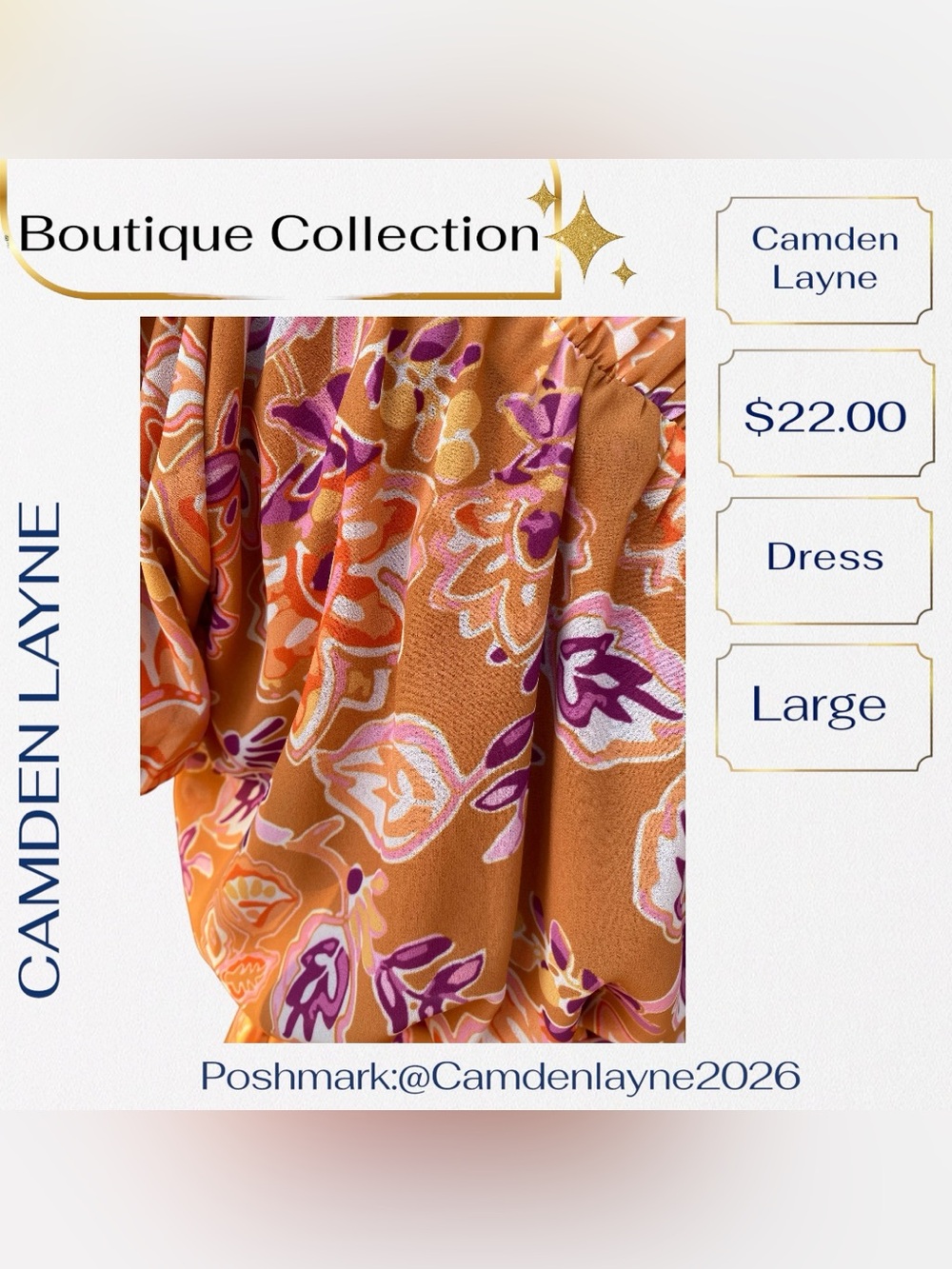 One-Shoulder Orange Floral Mini Dress - Picture 7 of 12